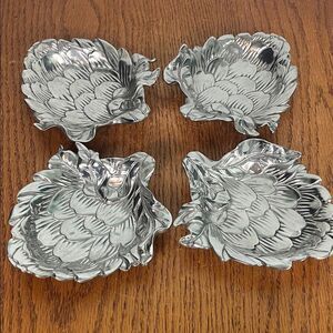 Fitz & Floyd Silver Artichoke shaped appetizer plates - set 4